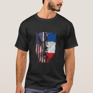 American Grown French Roots USA France Flag T-Shirt