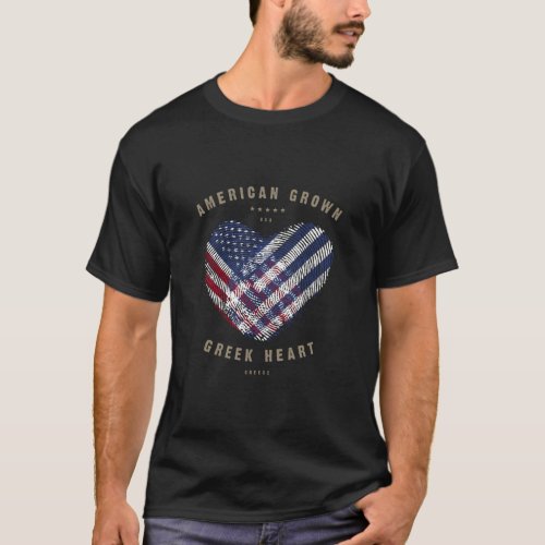 American Grown Greek Heart Love Greece Flag T_Shirt