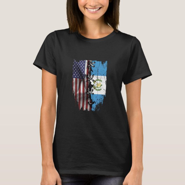 American Grown Guatemalan Roots USA Guatemala Flag T-Shirt (Front)