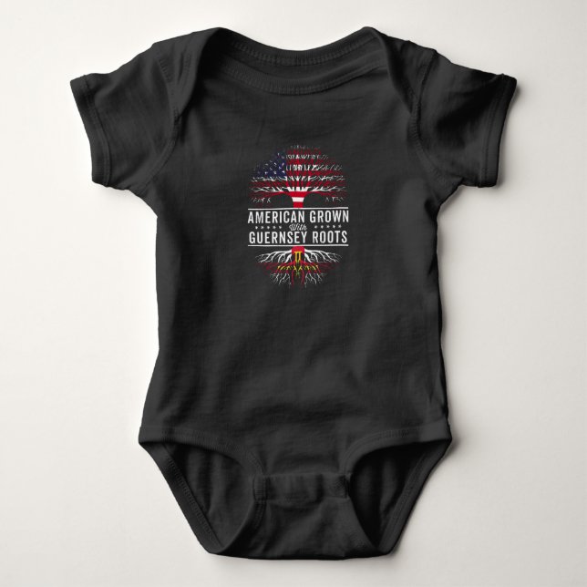 American Grown Guernsey Roots Flag Baby Bodysuit (Front)