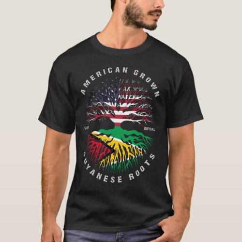 American Grown Guyanese Roots Guyana Flag T_Shirt