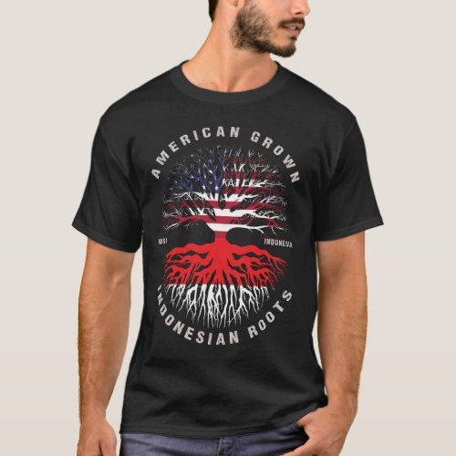 American Grown Indonesian Roots Indonesia Flag T_Shirt