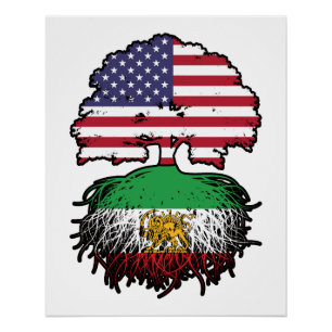 American Grown Iranian Roots Lion and Sun Poster