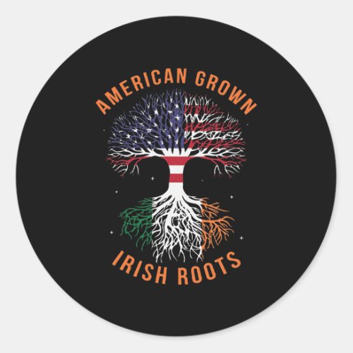 American Grown Irish Roots America Ireland Flag Classic Round Sticker