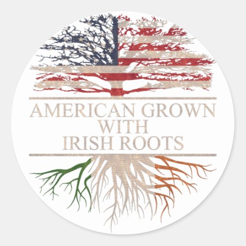 American grown irish roots classic round sticker
