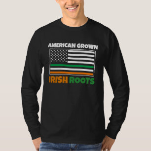 American Grown Irish Roots Flag  St Pattys Day Par T-Shirt