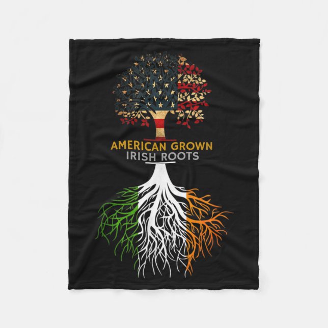 American Grown Irish Roots Ireland And Usa Flags  Fleece Blanket (Front)