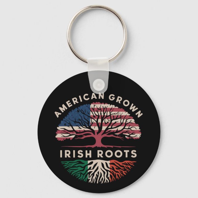 American Grown Irish Roots St Patrick's Day Keychain (Front)