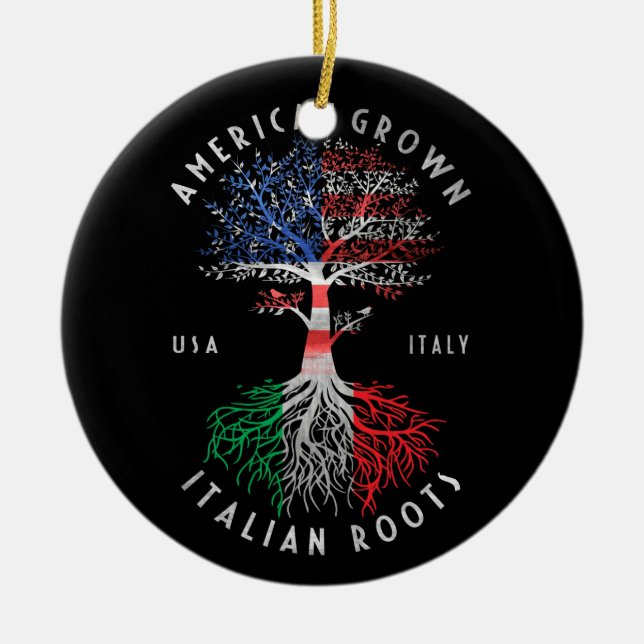 American Grown Italian Roots Italy Flag National Ceramic Ornament (Front)