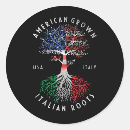 American Grown Italian Roots Italy Flag National Classic Round Sticker