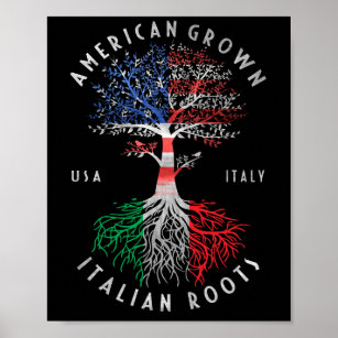 American Grown Italian Roots Italy Flag National Poster