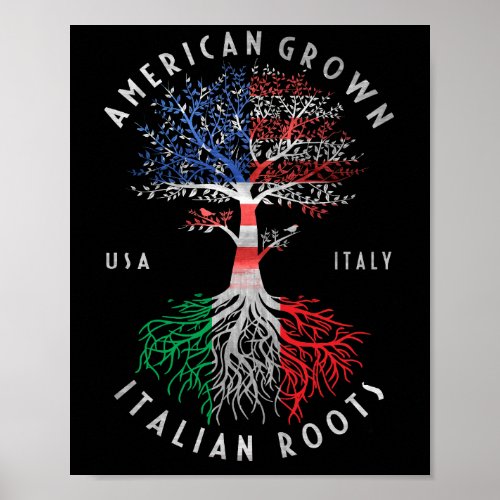 American Grown Italian Roots Italy Flag National Poster