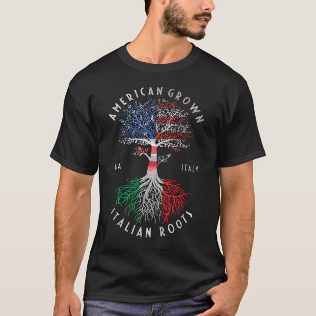 American Grown Italian Roots Italy Flag National T-Shirt (Front)