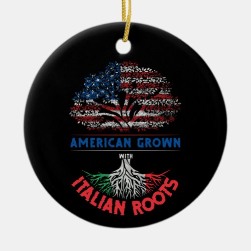 American Grown  Italian Roots USA Flag Venezuela Ceramic Ornament