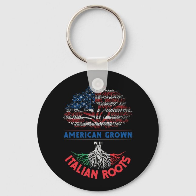 American Grown  Italian Roots USA Flag Venezuela Keychain (Front)