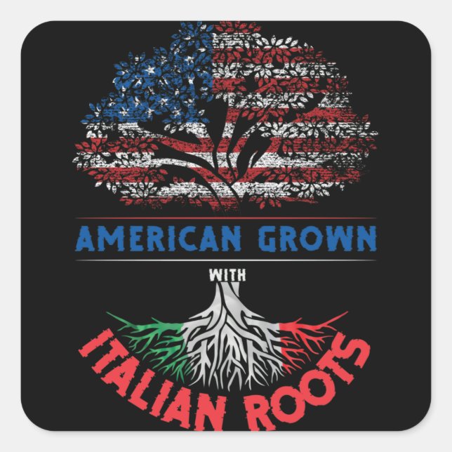 American Grown  Italian Roots USA Flag Venezuela Square Sticker (Front)