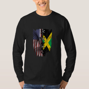American Grown Jamaican Roots USA Jamaica Flag T-Shirt