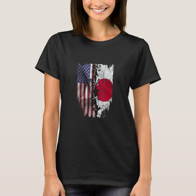 American Grown Japanese Roots USA Japan Flag T-Shirt (Front)
