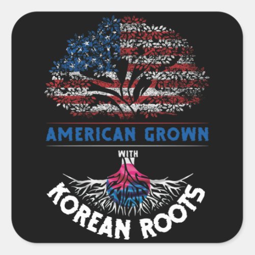 American Grown  Korean Roots USA Flag Venezuela Square Sticker