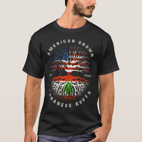 American Grown Lebanese Roots Lebanon Flag T_Shirt