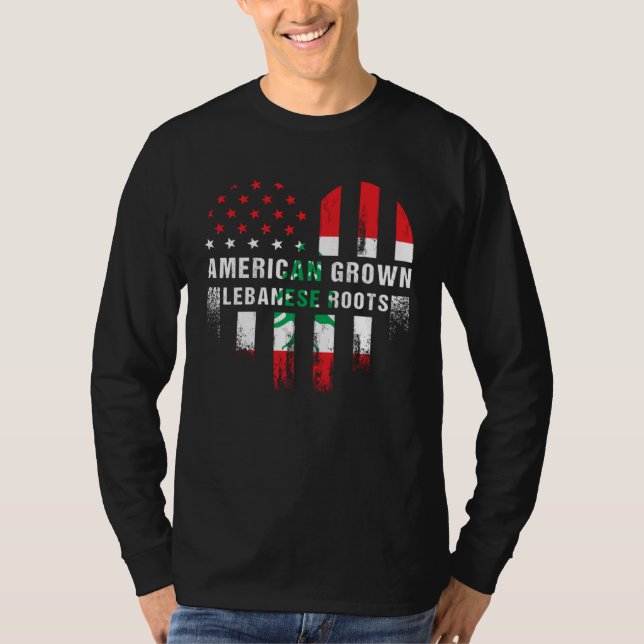 American Grown Lebanese Roots Lebanon Heart Flag M T-Shirt (Front)