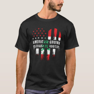 American Grown Lebanese Roots Lebanon Heart Flag M T-Shirt