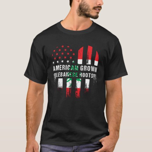 American Grown Lebanese Roots Lebanon Heart Flag M T_Shirt