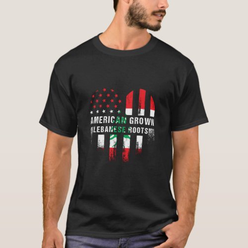 American Grown Lebanese Roots Lebanon Heart Flag M T_Shirt