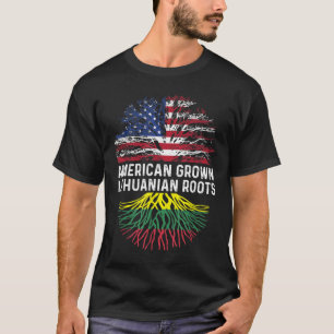 American Grown Lithuanian Roots Lithuania Flag Fam T-Shirt