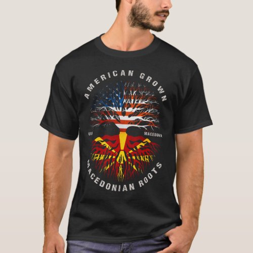 American Grown Macedonian Roots Macedonia Flag T_Shirt