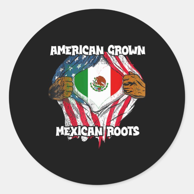 American Grown Mexican Roots Mexico Country Lover  Classic Round Sticker (Front)