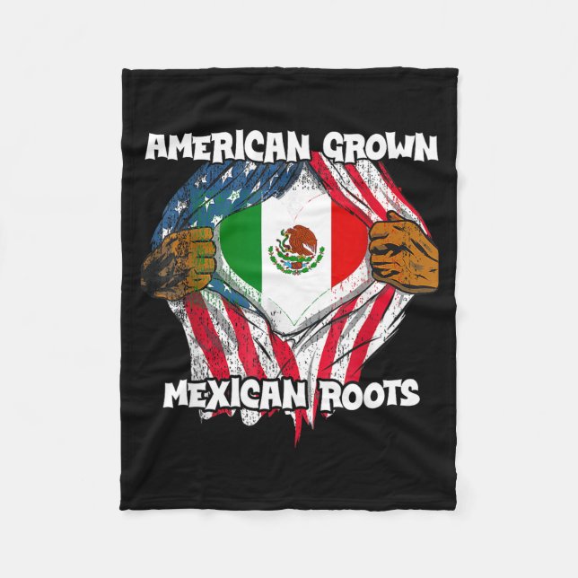 American Grown Mexican Roots Mexico Country Lover  Fleece Blanket (Front)