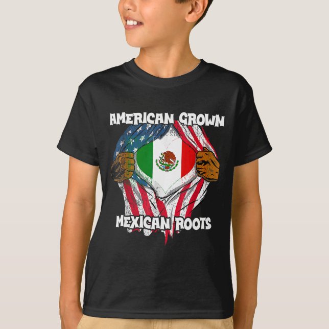 American Grown Mexican Roots Mexico Country Lover  T-Shirt (Front)