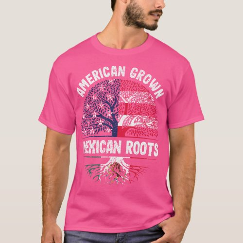 American Grown Mexican Roots USA Mexico Flag Herit T_Shirt
