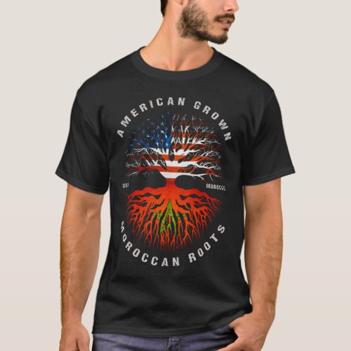 American Grown Moroccan Roots Morocco Flag T_Shirt