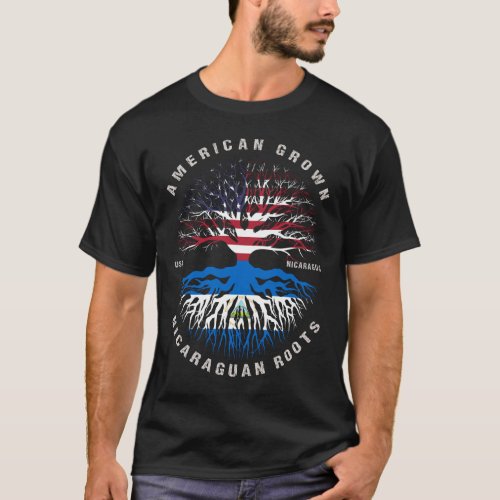 American Grown Nicaraguan Roots Nicaragua Flag T_Shirt