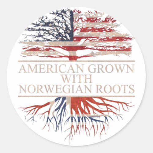 American grown norwegian roots classic round sticker