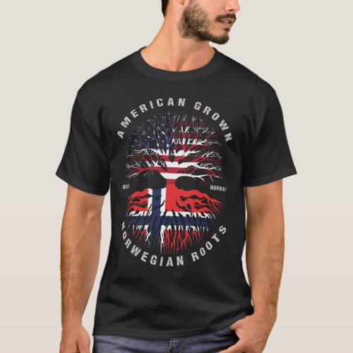 American Grown Norwegian Roots Norway Flag T_Shirt