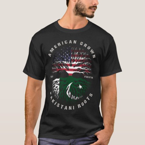 American Grown Pakistani Roots Pakistan Flag T_Shirt