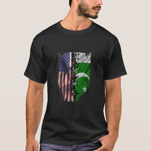 American Grown Pakistani Roots USA Pakistan Flag T_Shirt