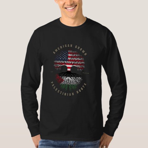 American Grown Palestinian Heart Love Palestine Fl T_Shirt