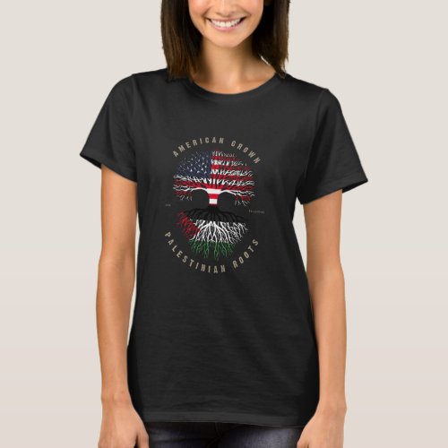American Grown Palestinian Heart Love Palestine Fl T_Shirt