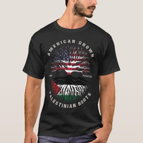 American Grown Palestinian Roots Palestine Flag T_Shirt