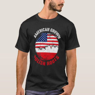 American Grown Polish Roots Vintage Flags for Men T-Shirt