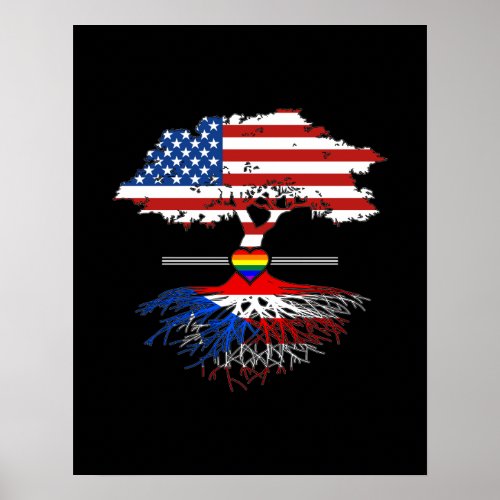 American Grown Puerto Rican Roots Gay Heart LGBT Poster