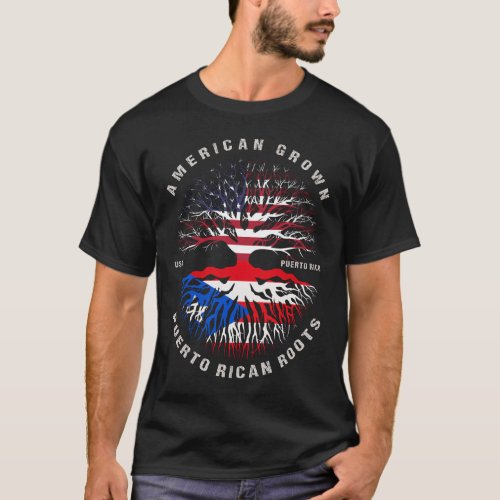 American Grown Puerto Rican Roots Puerto Rico Flag T_Shirt
