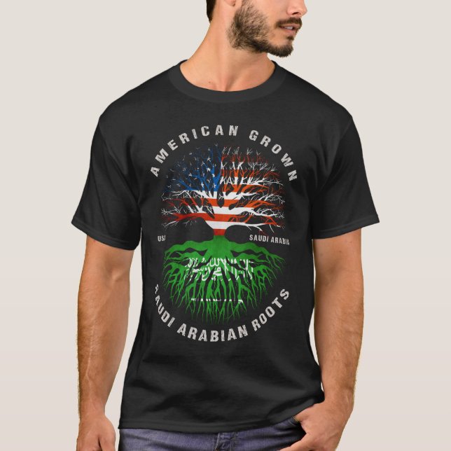 American Grown Saudi Arabian Roots Saudi Arabia Fl T-Shirt (Front)