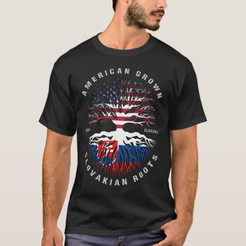 American Grown Slovakian Roots Slovakia Flag T_Shirt