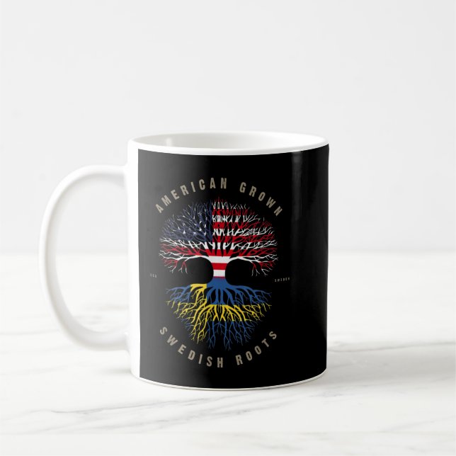 American Grown Swedish Roots Sweden Flag Coffee Mug (Left)