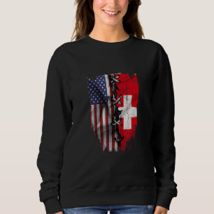 American Grown Swiss Roots USA Switzerland Flag Sweatshirt